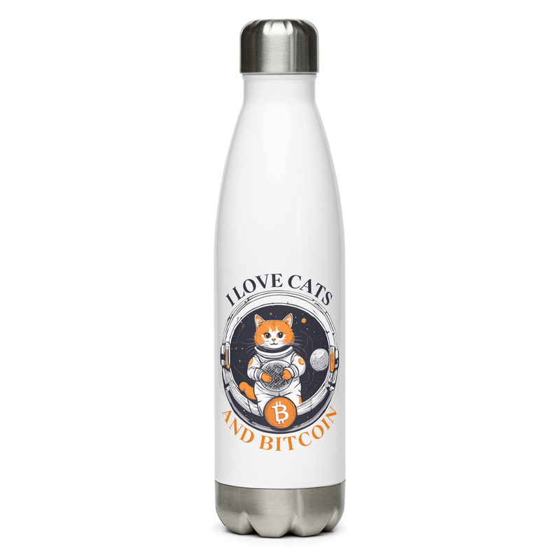 I Love Cats and Bitcoin Water Bottle